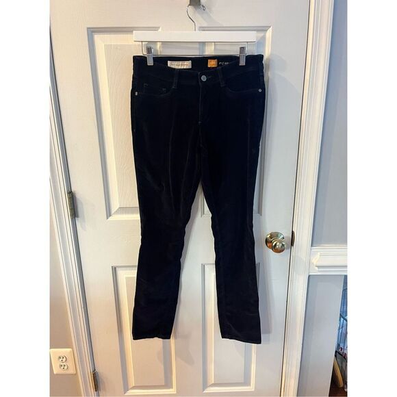 Anthropologie Pilcro Navy Velvet Mid Rise Pants sz 28 Serif Fit EUC - Picture 1 of 6